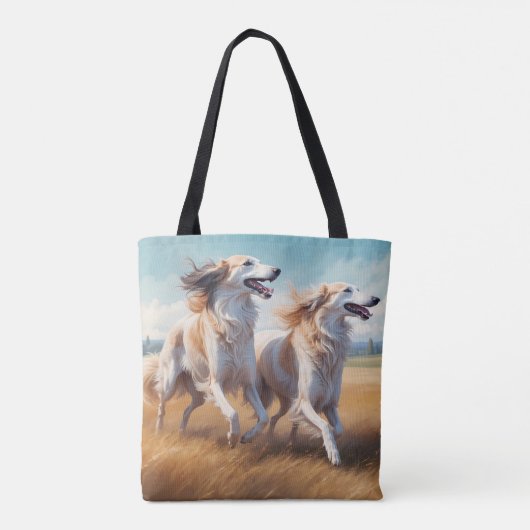 Borzoi Elegant Schouder Canvas tas (Achterkant)