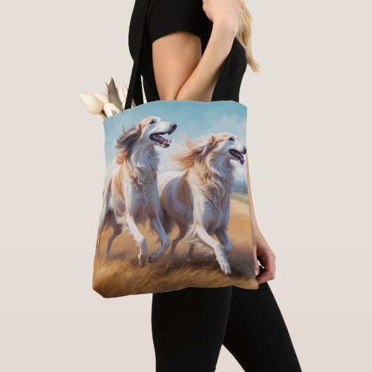 Borzoi Elegant Schouder Canvas tas (Dichtbij)
