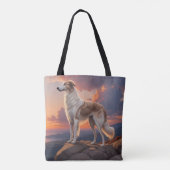 Borzoi Elegant Schouder Canvas tas (Achterkant)