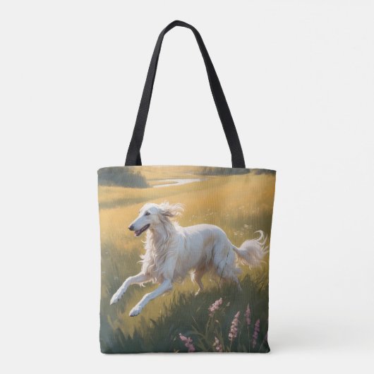 Borzoi Elegant Schouder Canvas tas (Achterkant)