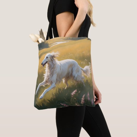 Borzoi Elegant Schouder Canvas tas (Dichtbij)