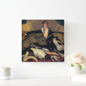 Borzoi en damesteklok Vierkante Klok (Huis)