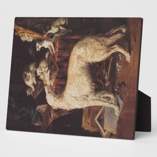 Borzoi en katten fotoplaat (Zijkant)