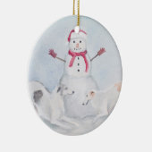 Borzoi en Snowman Dog Art Ornament (Rechts)