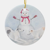 Borzoi en Snowman Dog Art Ornament (Voorkant)