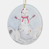Borzoi en Snowman Dog Art Ornament (Links)