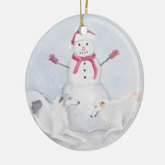 Borzoi en Snowman Dog Art Ornament (Links)