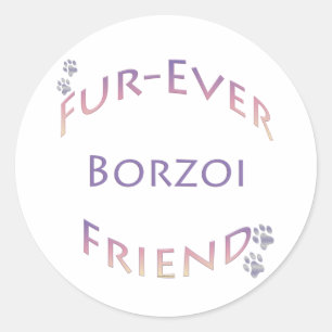 Borzoi Furever Ronde Sticker