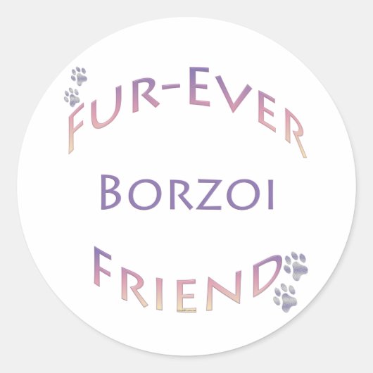 Borzoi Furever Ronde Sticker (Voorkant)