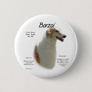 Borzoi Geschiedenis Ontwerp Ronde Button 5,7 Cm