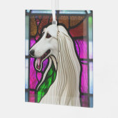 Borzoi "Glas in lood" Glas Ornament (Voorkant links)