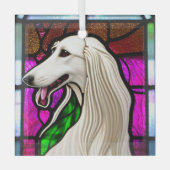 Borzoi "Glas in lood" Glas Ornament (Voorkant)