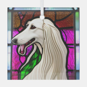Borzoi "Glas in lood" Glas Ornament