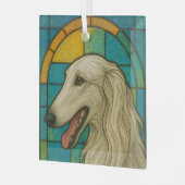 Borzoi "Glas in lood" Glas Ornament (Voorkant links)