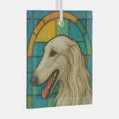 Borzoi "Glas in lood" Glas Ornament (Voorkant Rechts)