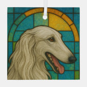 Borzoi "Glas in lood" Glas Ornament (Achterkant)