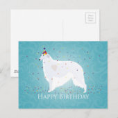 Borzoi Happy Birthday Design Briefkaart (Voorkant / Achterkant)