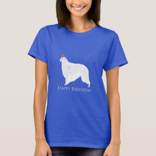 Borzoi Happy Birthday Design T-shirt