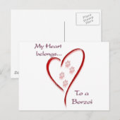 Borzoi hart behoort briefkaart (Voorkant / Achterkant)