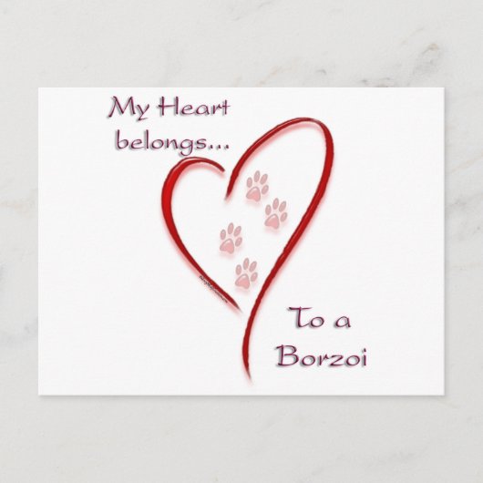 Borzoi hart behoort briefkaart (Voorkant)