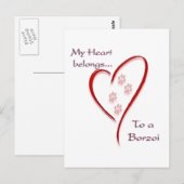 Borzoi hart behoort briefkaart (Voorkant / Achterkant)
