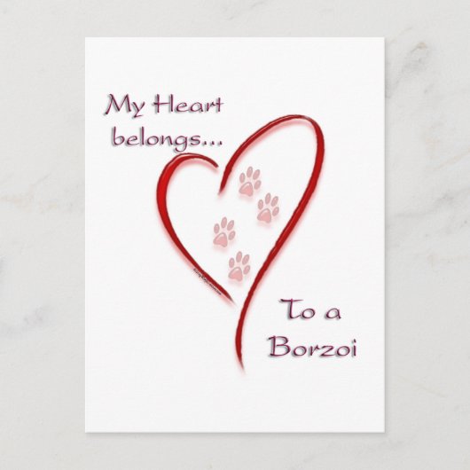 Borzoi hart behoort briefkaart (Voorkant)