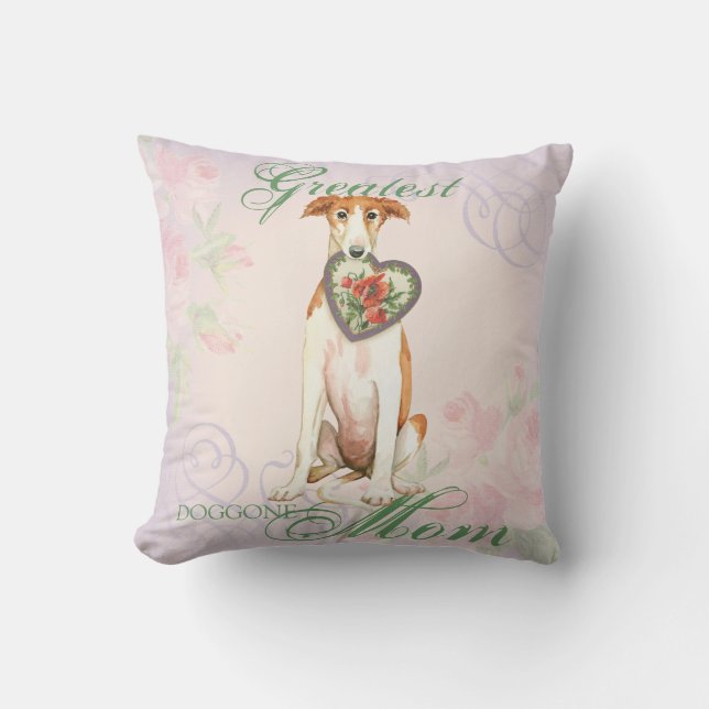 Borzoi Heart mama Kussen (Voorkant)