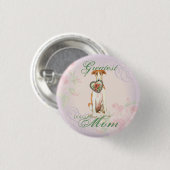 Borzoi Heart mama Ronde Button 3,2 Cm (Voorkant /achterkant)