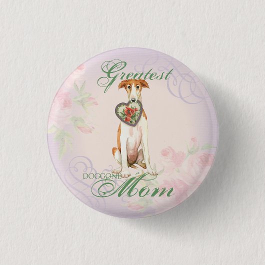 Borzoi Heart mama Ronde Button 3,2 Cm (Voorkant)