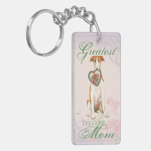 Borzoi Heart mama Sleutelhanger (Voorkant Links)