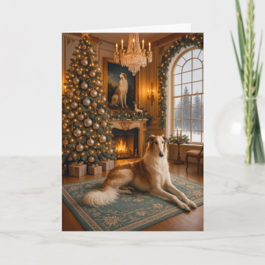 Borzoi Holiday Card Feestdagen Kaart (Voorkant)