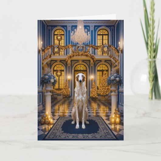 Borzoi Holiday Card Feestdagen Kaart (Voorkant)