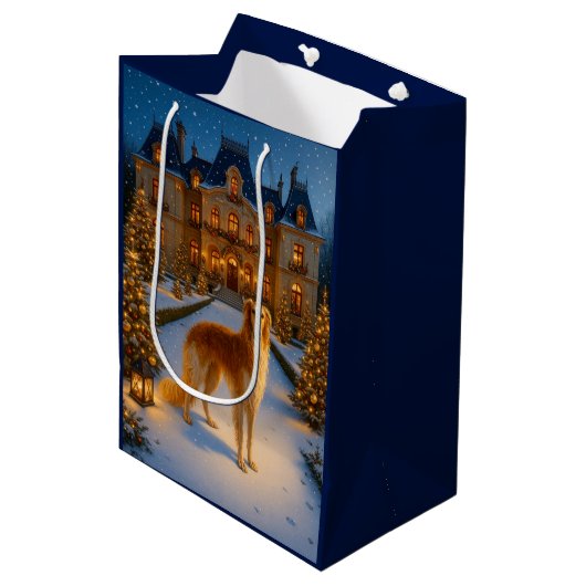 Borzoi Holiday Card Medium Cadeauzakje (Voorkant Gekanteld)