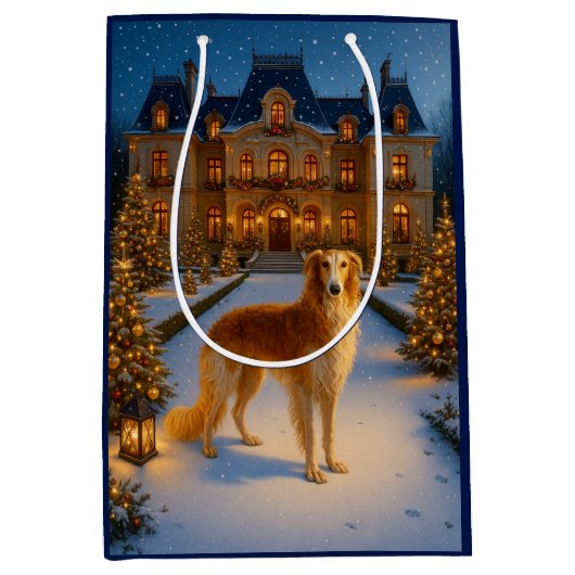 Borzoi Holiday Card Medium Cadeauzakje (Voorkant)
