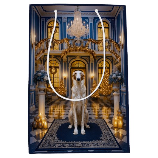 Borzoi Holiday Card Medium Cadeauzakje (Voorkant)