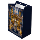 Borzoi Holiday Card Medium Cadeauzakje (Achterkant Gekanteld)