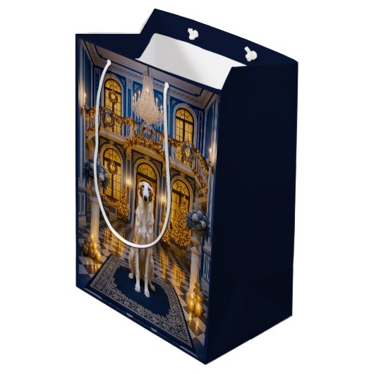 Borzoi Holiday Card Medium Cadeauzakje (Achterkant Gekanteld)