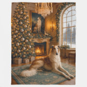 Borzoi Holiday  Fleece Deken (Voorkant)
