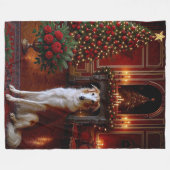 Borzoi Holiday Fleece Deken (Voorkant (Horizontaal))