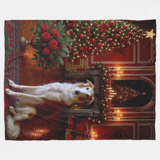 Borzoi Holiday  Fleece Deken (Voorkant (Horizontaal))