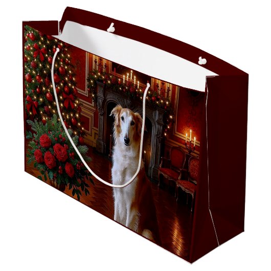 Borzoi Holiday Groot Cadeauzakje (Achterkant Gekanteld)