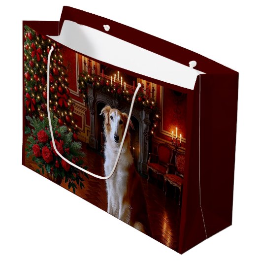Borzoi Holiday  Groot Cadeauzakje (Voorkant Gekanteld)