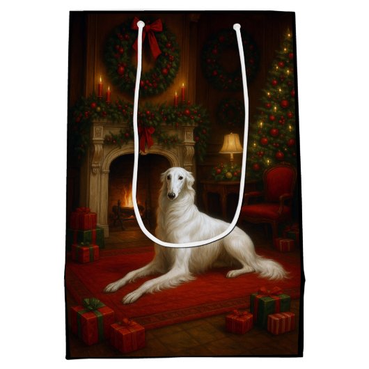 Borzoi Holiday  Medium Cadeauzakje (Achterkant)