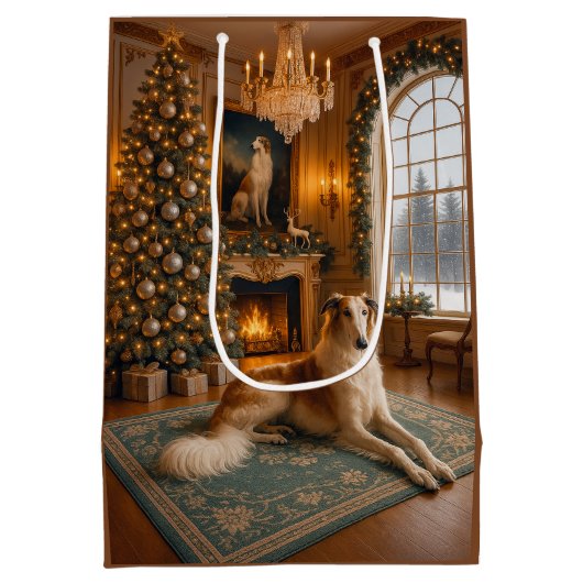 Borzoi Holiday  Medium Cadeauzakje (Achterkant)