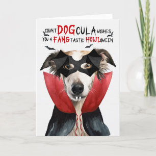 Borzoi Hond Grappig Count DOGcula Halloween Feestdagen Kaart