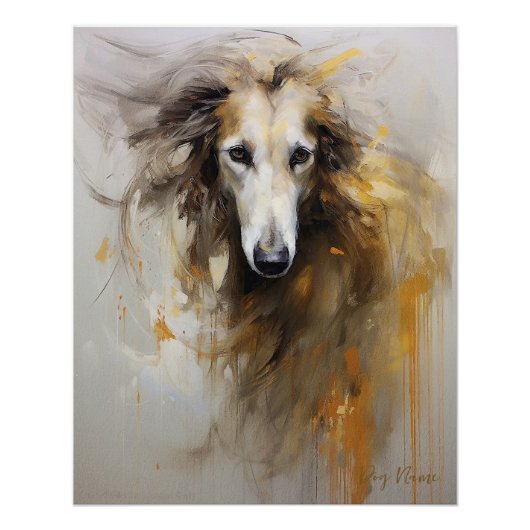 Borzoi hond in de wind 003 - Yacobsen Derosana Perfect Poster (Voorkant)