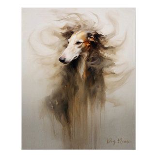 Borzoi hond in de wind 005 - Yacobsen Derosana Perfect Poster