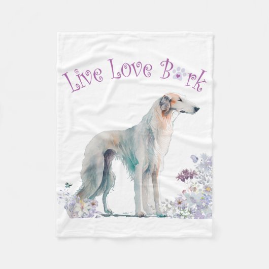 Borzoi-hond Moeder Bloem Fleece Deken (Voorkant)