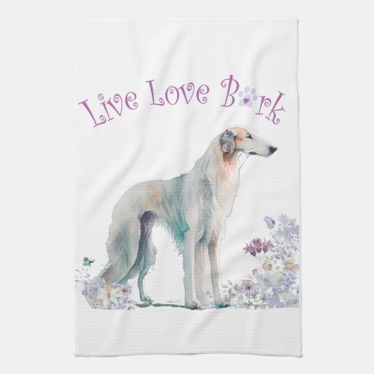Borzoi-hond Moeder Bloem Theedoek (Verticaal)