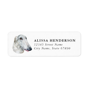 Borzoi-hond retouradreslabels etiket
